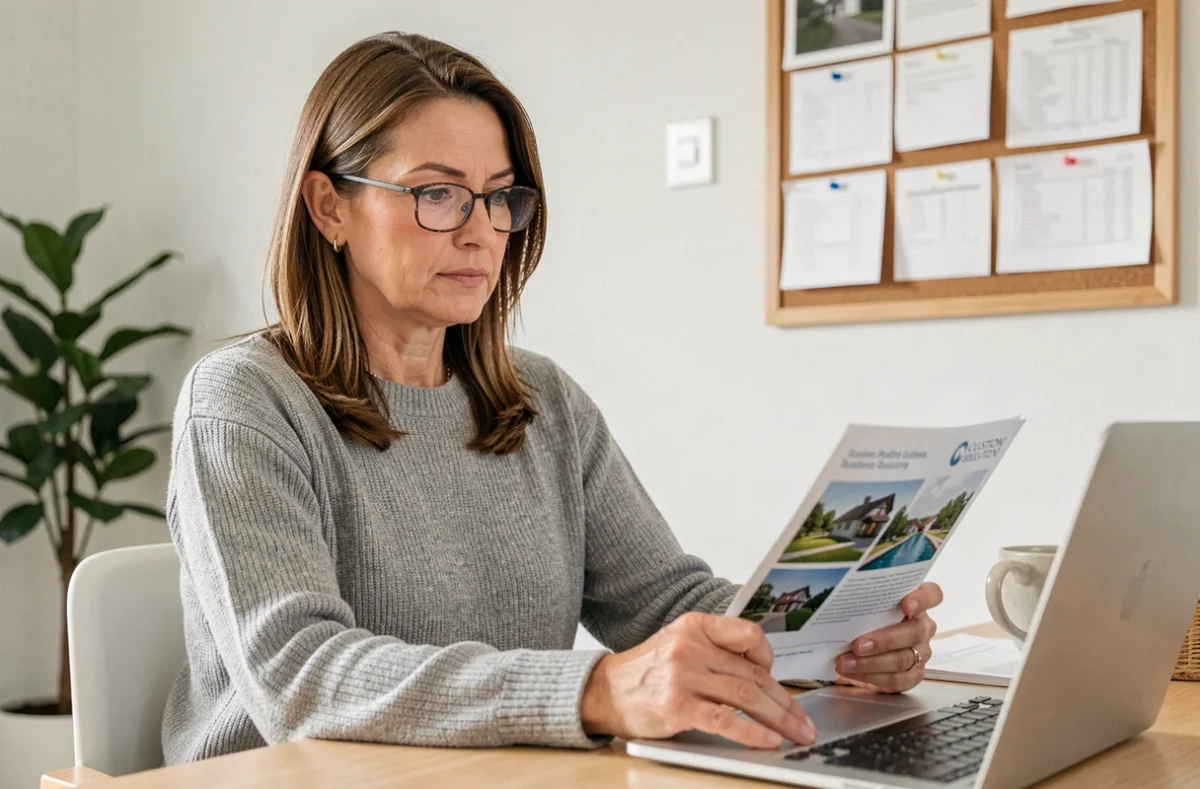 Femme consultant le site Hydrogaia depuis son bureau à domicile pour un projet personnalisé