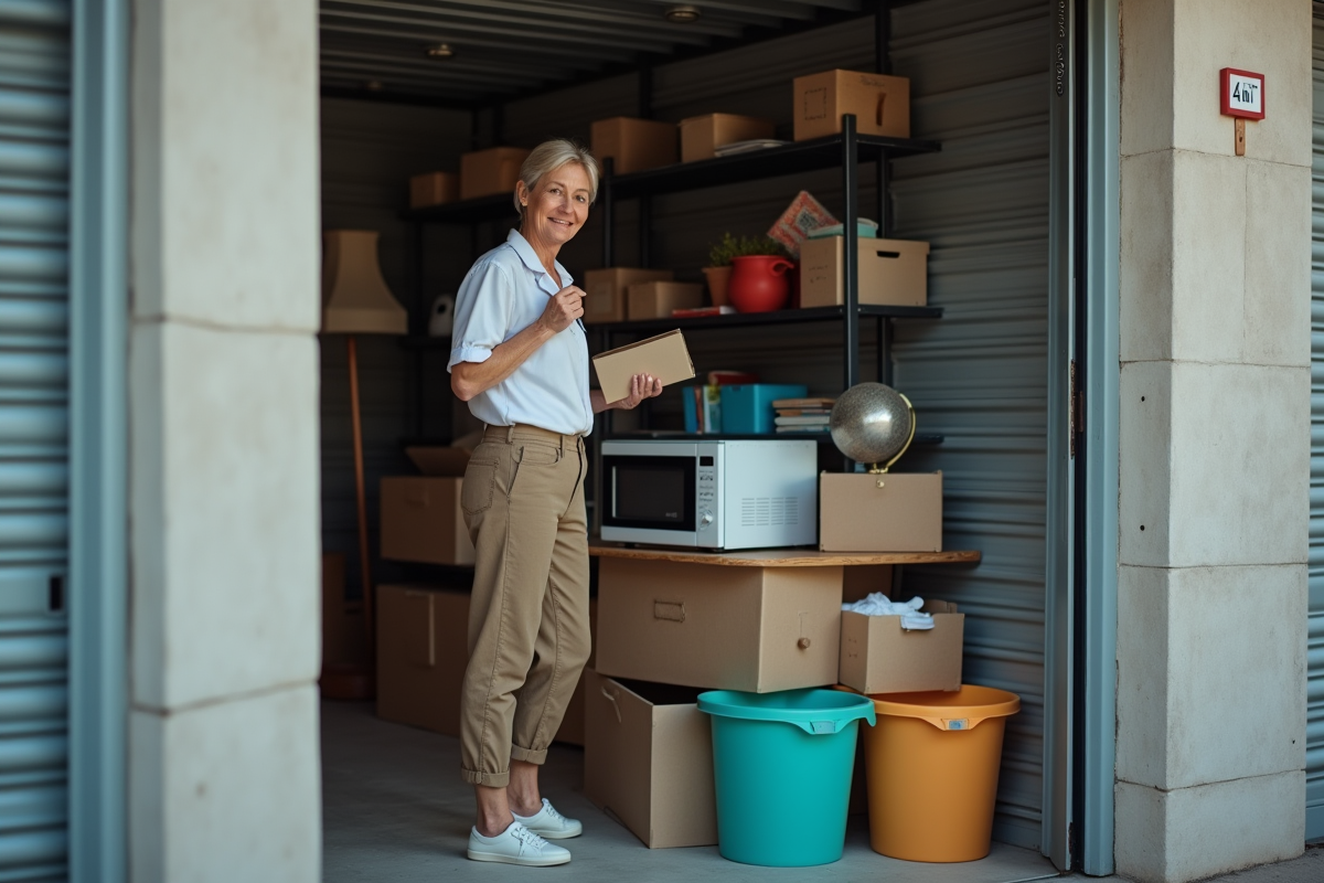 Femme organisée dans un espace de stockage intérieur