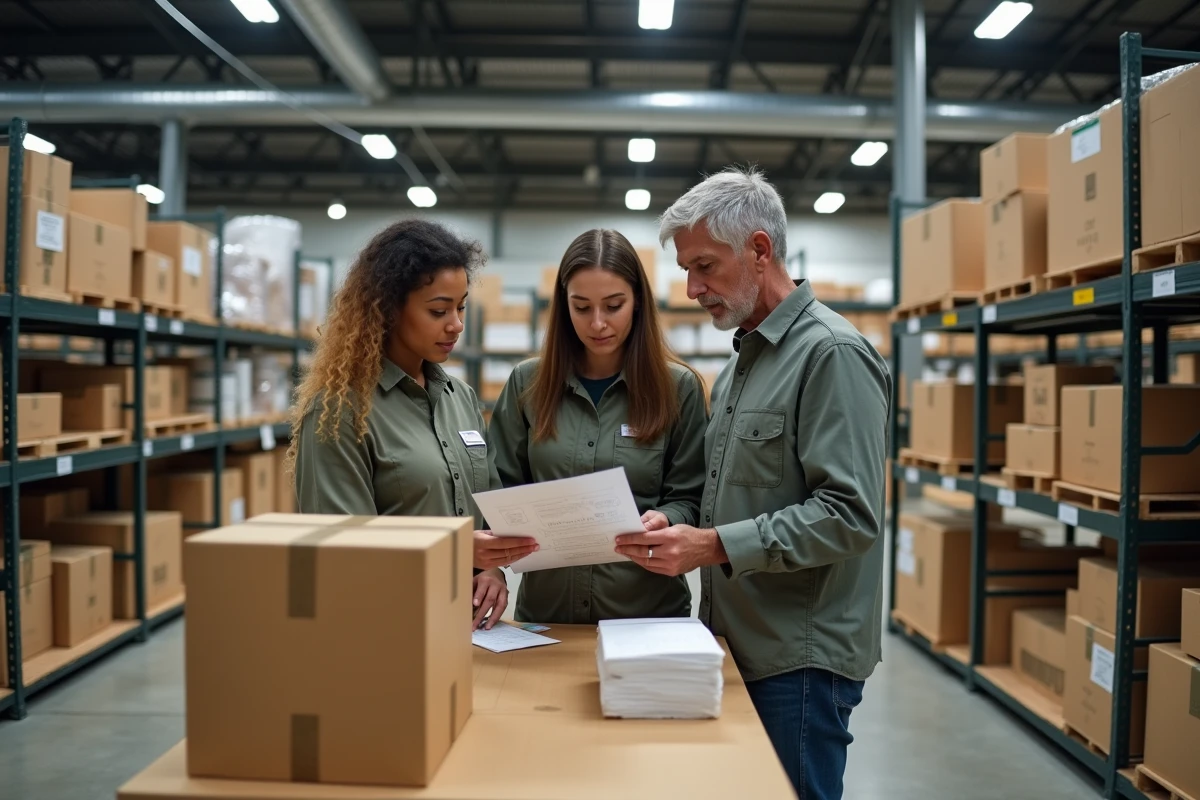 Groupe de salariés Maisons du Monde discutant des avantages CSE en arrière-boutique