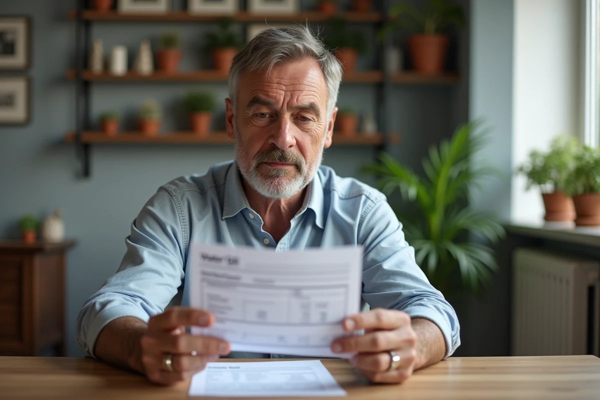 Homme lisant une facture d
