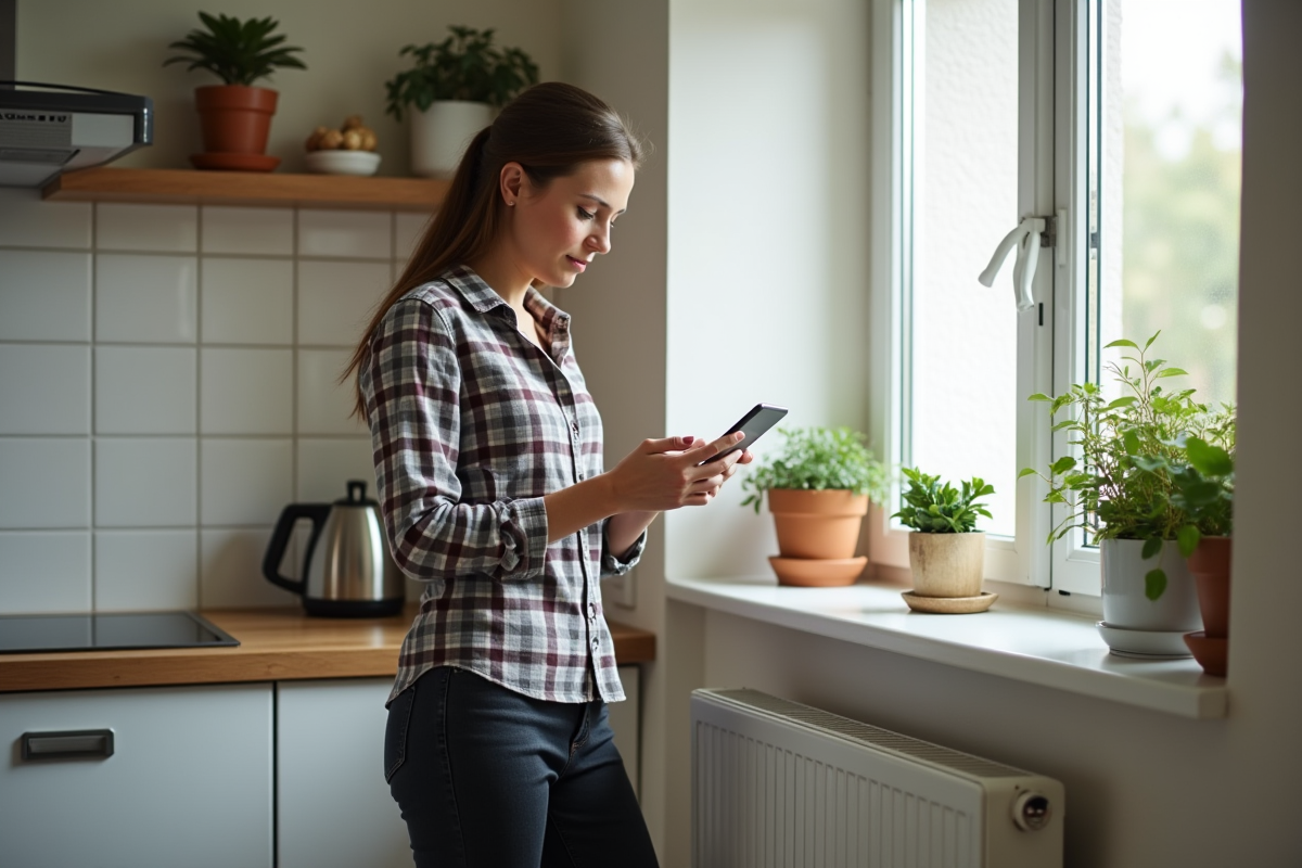 Jeune femme lisant des instructions près d