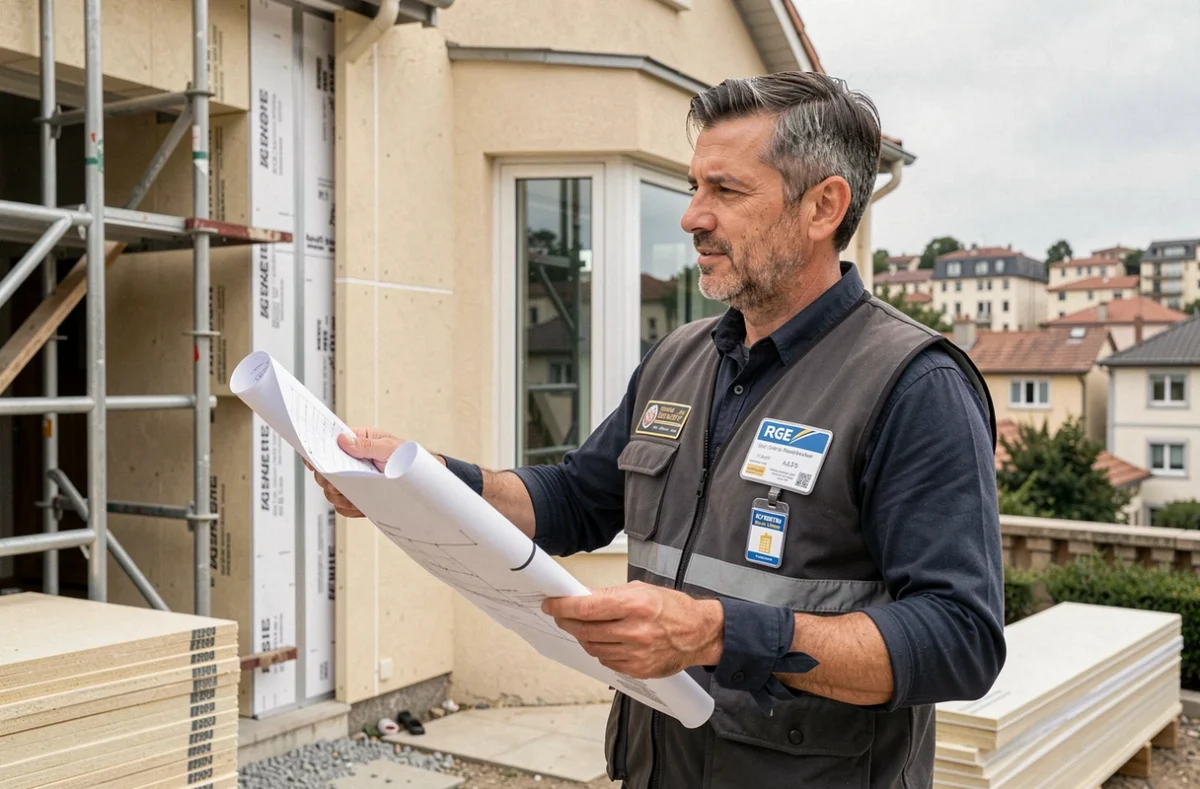 Professionnel RGE en rénovation globale présentant un chantier de rénovation énergétique à Lyon